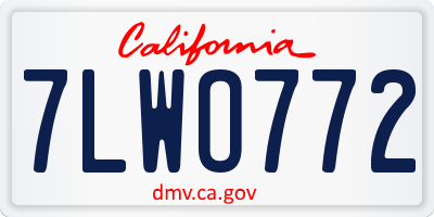 CA license plate 7LWO772