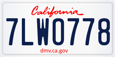 CA license plate 7LWO778