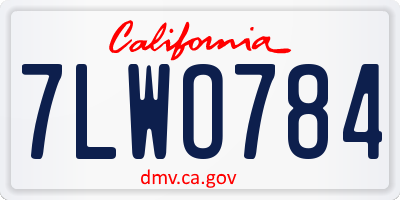 CA license plate 7LWO784