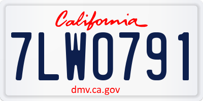 CA license plate 7LWO791