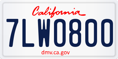 CA license plate 7LWO800