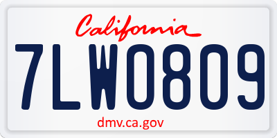 CA license plate 7LWO809