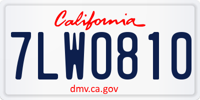 CA license plate 7LWO810
