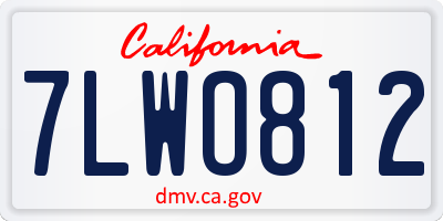 CA license plate 7LWO812