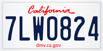 CA license plate 7LWO824