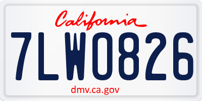 CA license plate 7LWO826