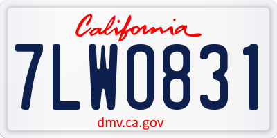 CA license plate 7LWO831