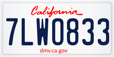 CA license plate 7LWO833