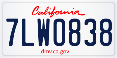 CA license plate 7LWO838
