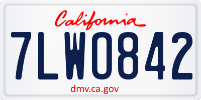 CA license plate 7LWO842
