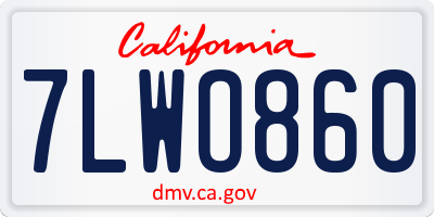 CA license plate 7LWO860