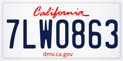 CA license plate 7LWO863