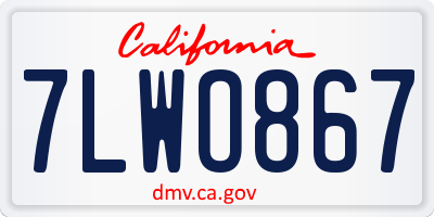 CA license plate 7LWO867