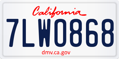 CA license plate 7LWO868