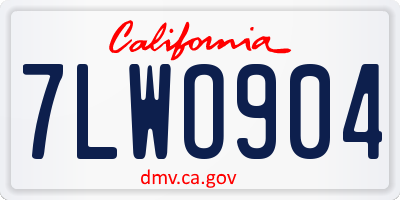 CA license plate 7LWO904