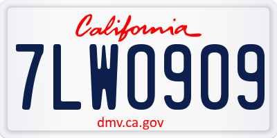CA license plate 7LWO909