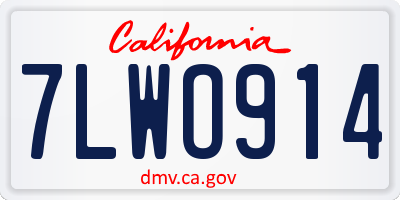 CA license plate 7LWO914
