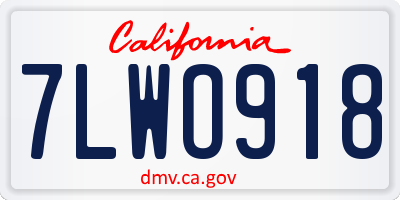 CA license plate 7LWO918