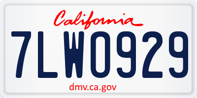 CA license plate 7LWO929