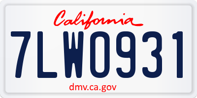 CA license plate 7LWO931