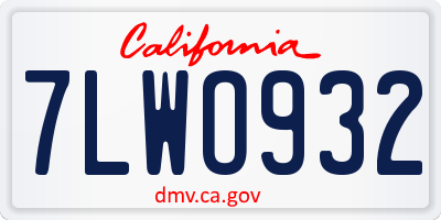 CA license plate 7LWO932