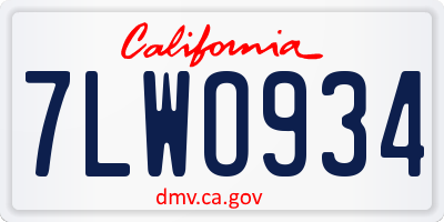 CA license plate 7LWO934