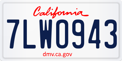CA license plate 7LWO943