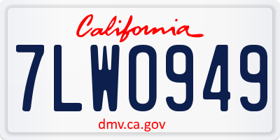 CA license plate 7LWO949