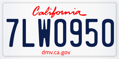 CA license plate 7LWO950