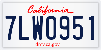 CA license plate 7LWO951