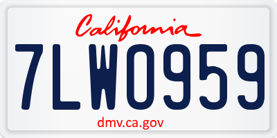 CA license plate 7LWO959