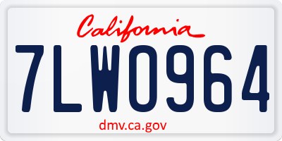 CA license plate 7LWO964