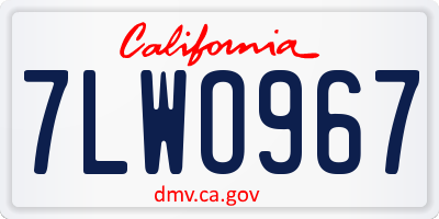 CA license plate 7LWO967