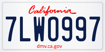 CA license plate 7LWO997