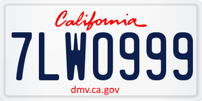 CA license plate 7LWO999
