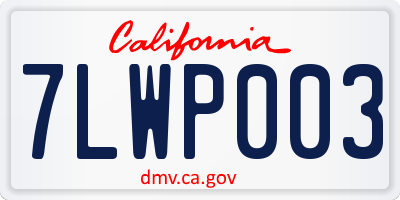 CA license plate 7LWP003
