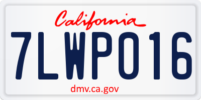 CA license plate 7LWP016