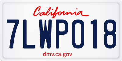 CA license plate 7LWP018