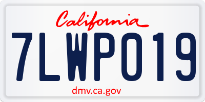 CA license plate 7LWP019