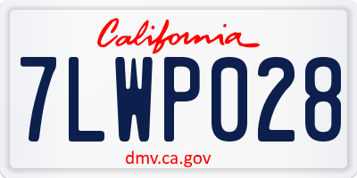 CA license plate 7LWP028