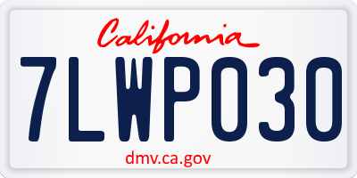 CA license plate 7LWP030
