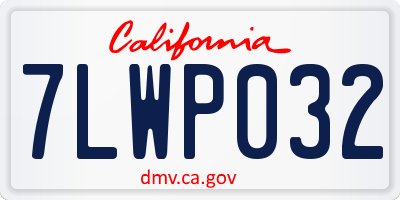 CA license plate 7LWP032