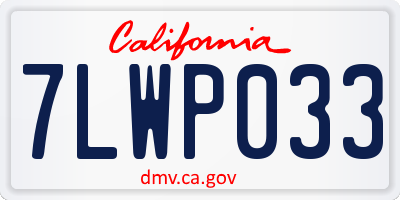 CA license plate 7LWP033
