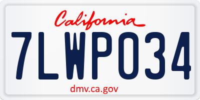 CA license plate 7LWP034