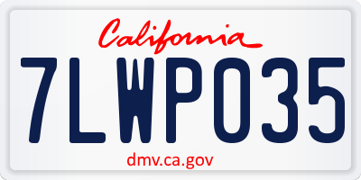 CA license plate 7LWP035