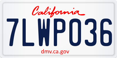 CA license plate 7LWP036