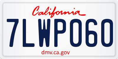 CA license plate 7LWP060
