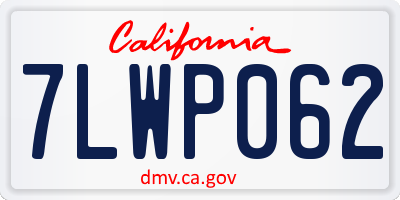 CA license plate 7LWP062