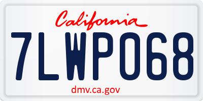 CA license plate 7LWP068