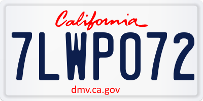 CA license plate 7LWP072
